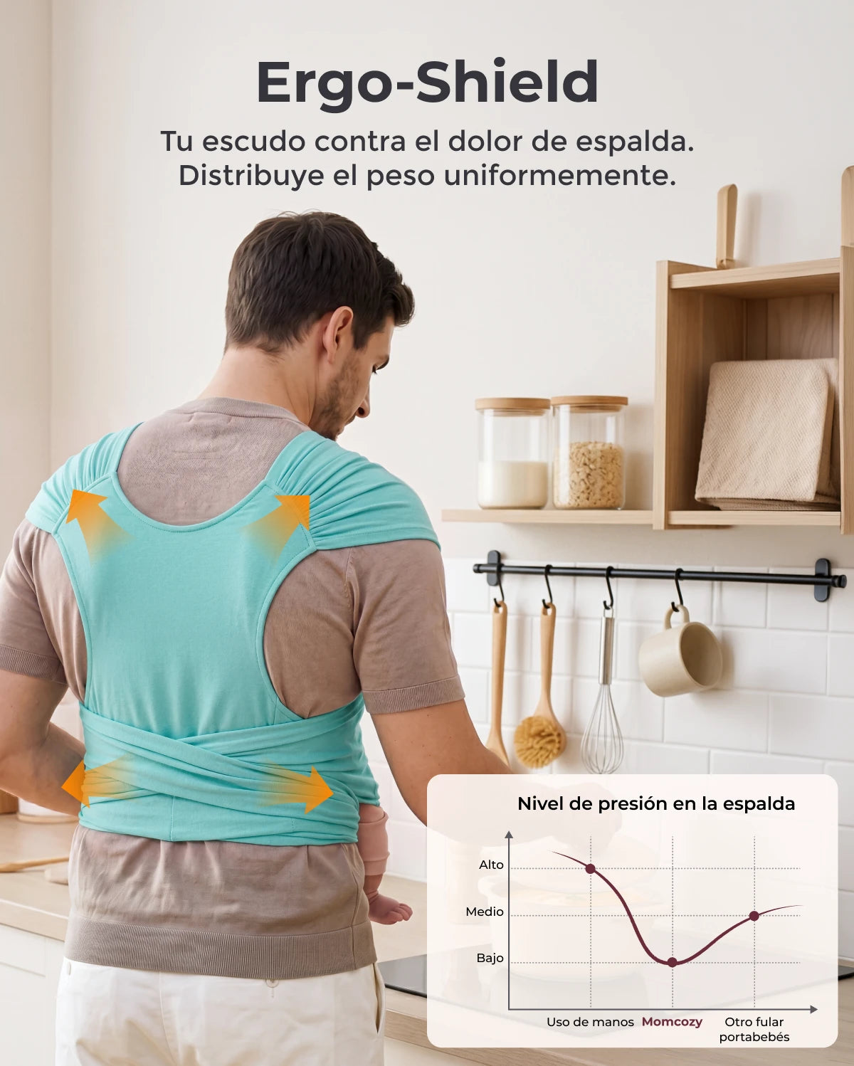 Fácil de llevar con las manos libres - Portabebés tipo fular