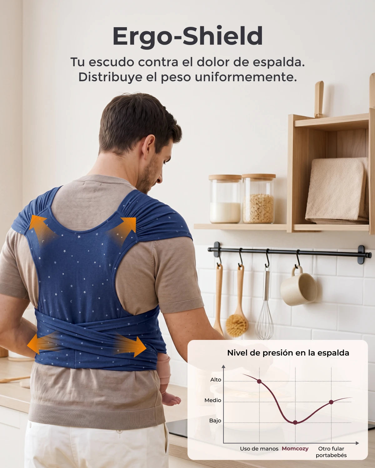 Fácil de llevar con las manos libres - Portabebés tipo fular