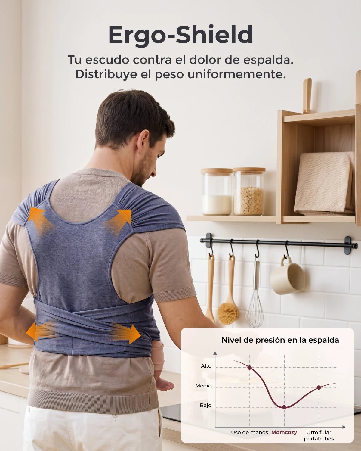 Fácil de llevar con las manos libres - Portabebés tipo fular