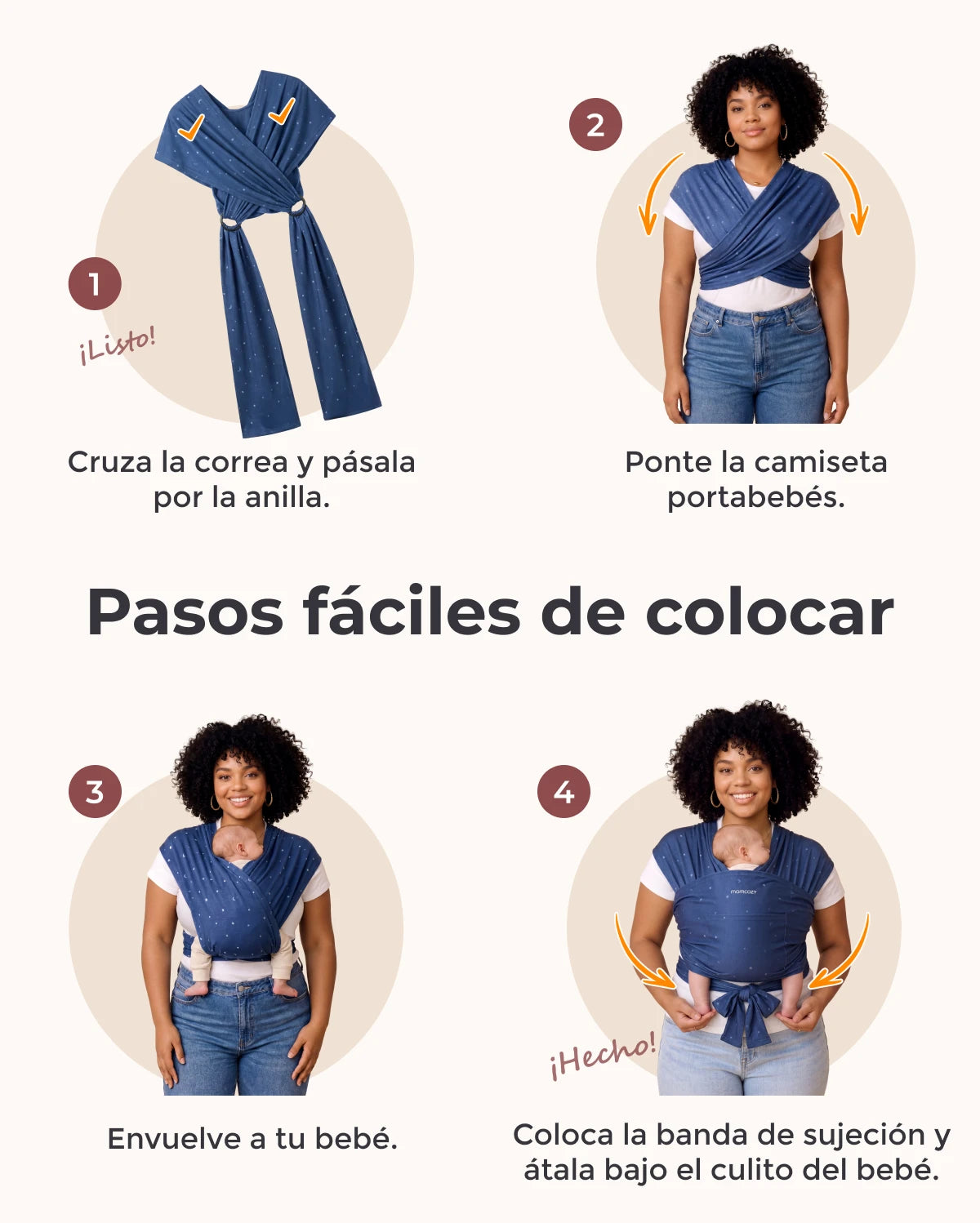 Fácil de llevar con las manos libres - Portabebés tipo fular