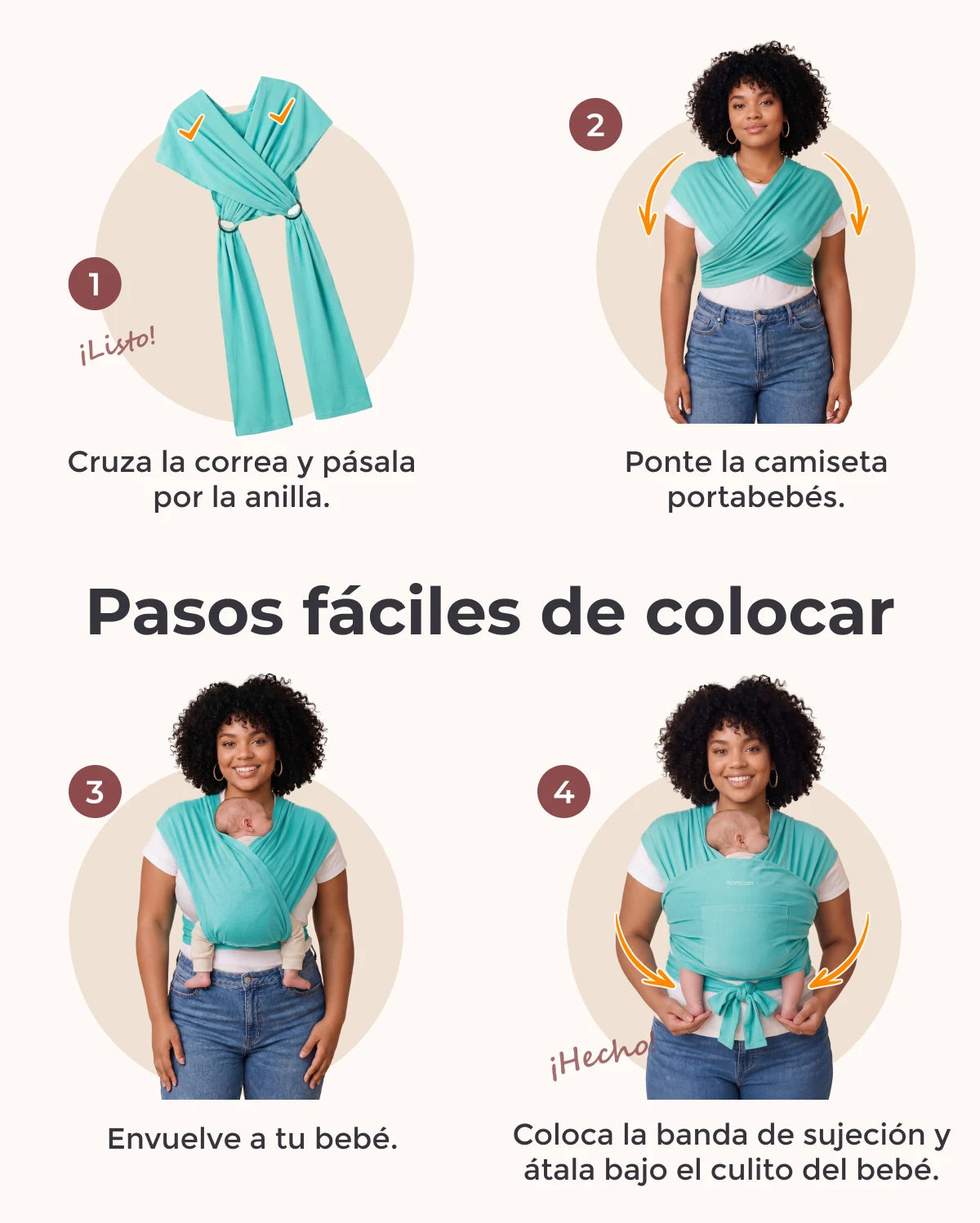 Fácil de llevar con las manos libres - Portabebés tipo fular
