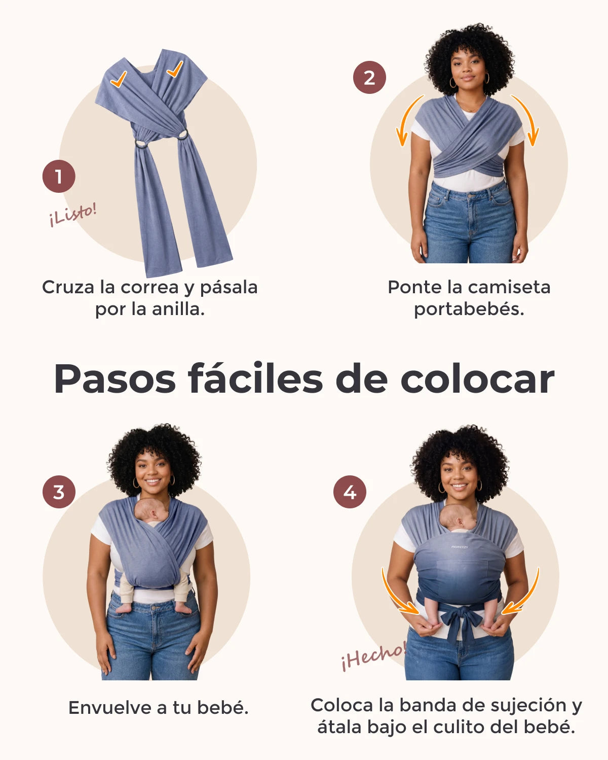 Fácil de llevar con las manos libres - Portabebés tipo fular