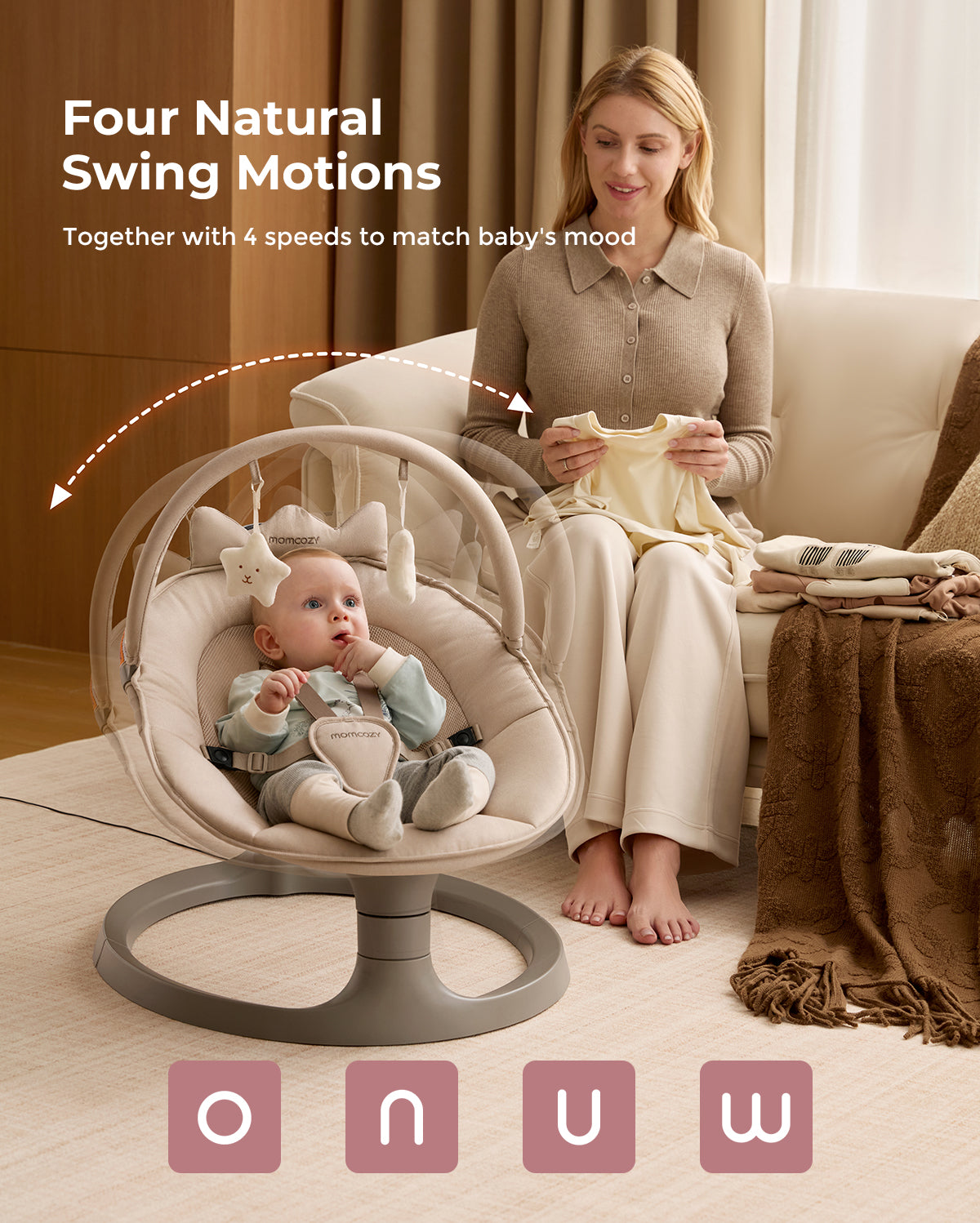 Columpio eléctrico para bebés 2 en 1 de Momcozy