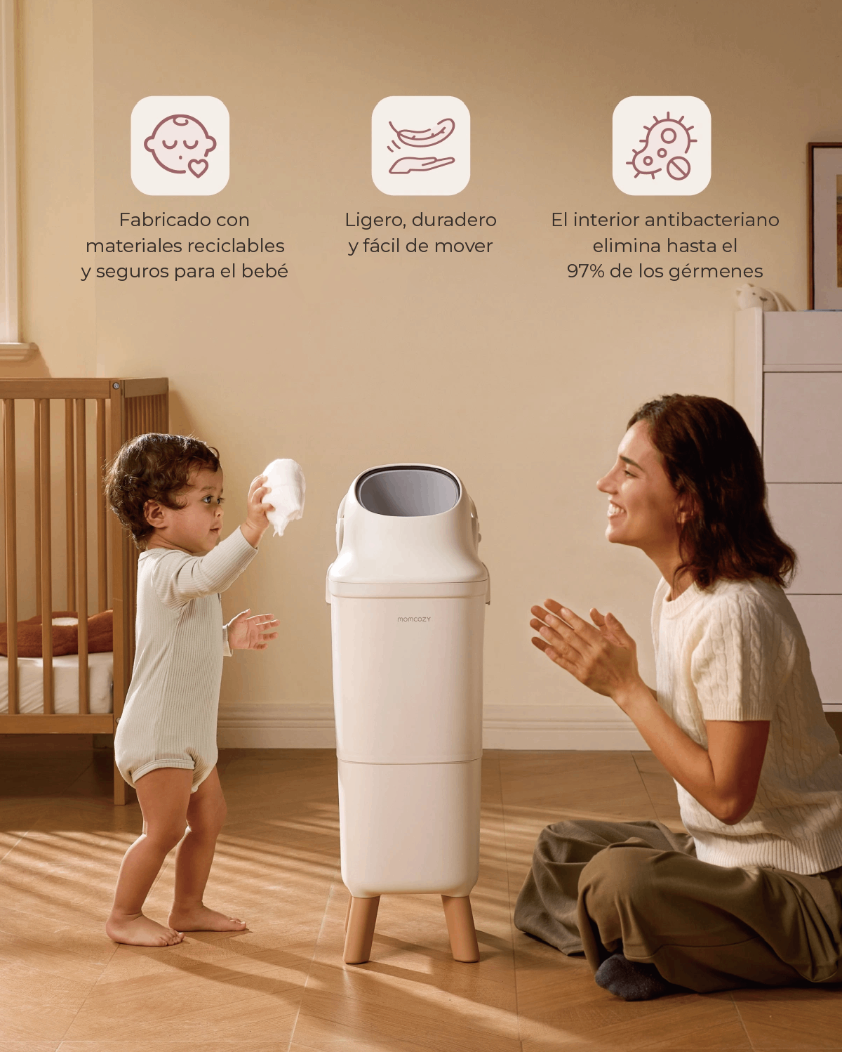 Cubo de pañales Momcozy Triple-Seal