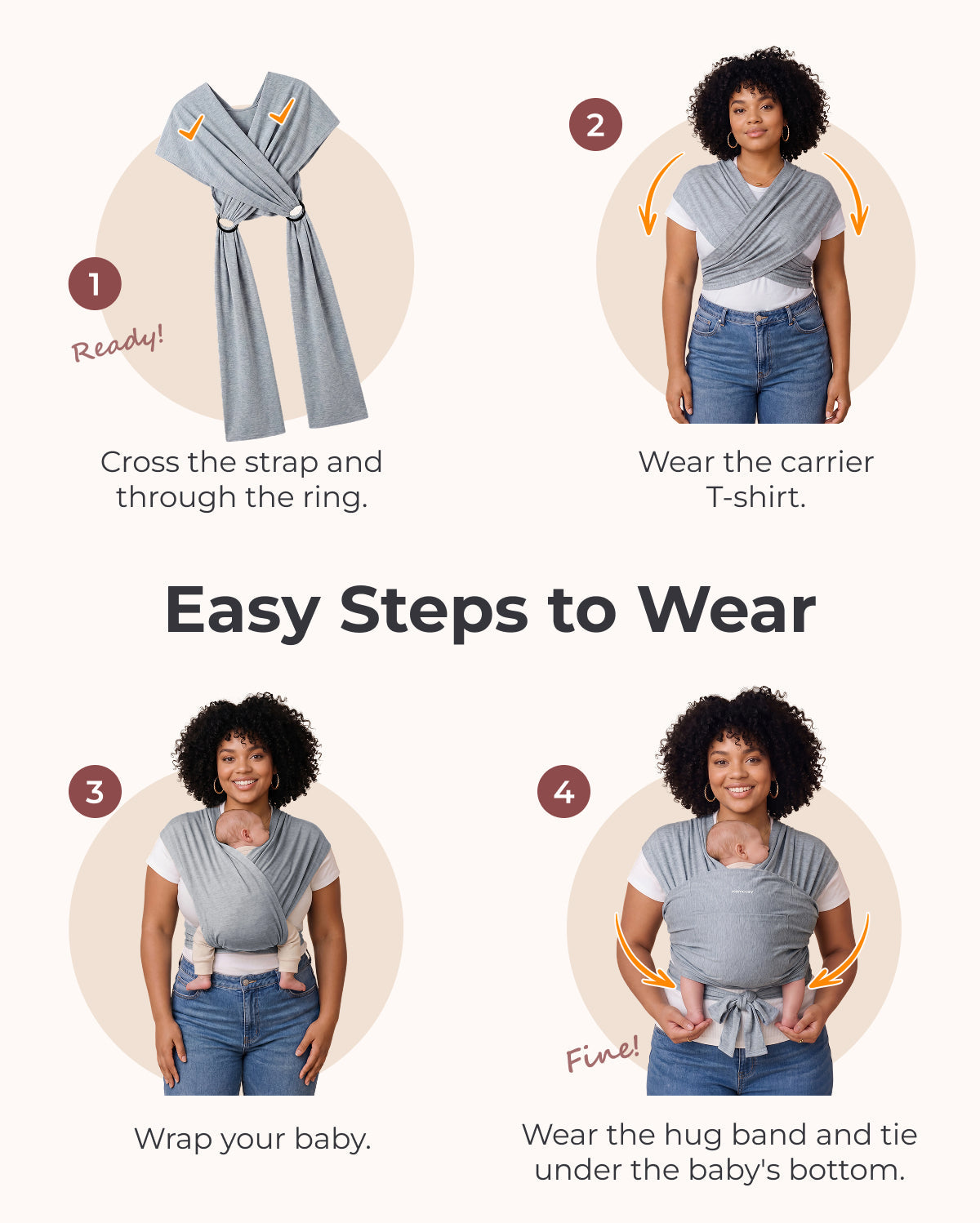 Easy to Wear Hands Free - Baby Wrap Carrier