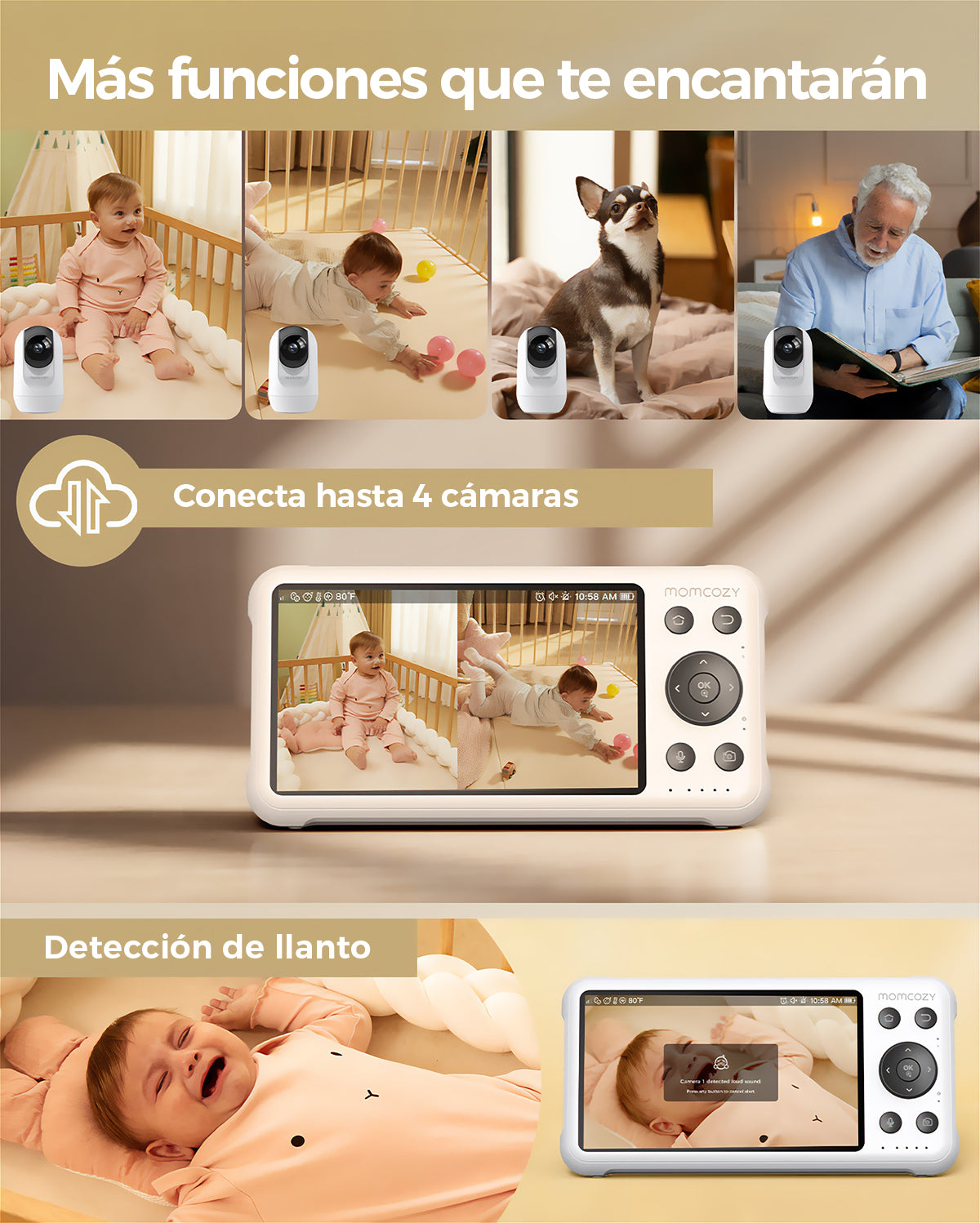 Momcozy 5-Inch Dual-mode Smart Baby Monitor with 2 Camera -BM04