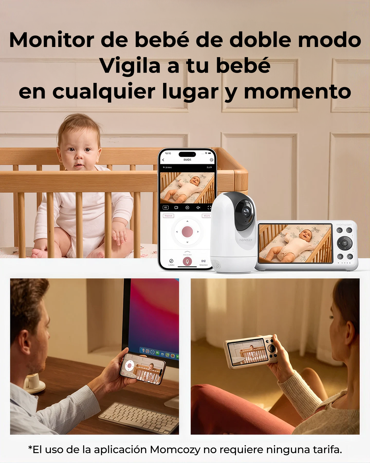 Momcozy 5-Inch Dual-mode Smart Baby Monitor with 2 Camera -BM04