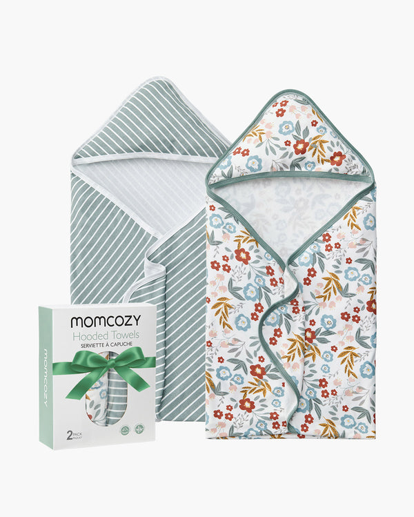 Toalla con capucha de bebé Momcozy para la ducha recién nacida - 2 recuento (paquete de 1)