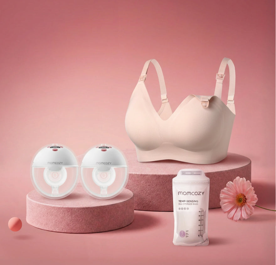 Pack de lactancia: sacalechs portátil M5 Smart, 120 bolsas de almacenamiento de leche materna y sujetador de lactancia YN21