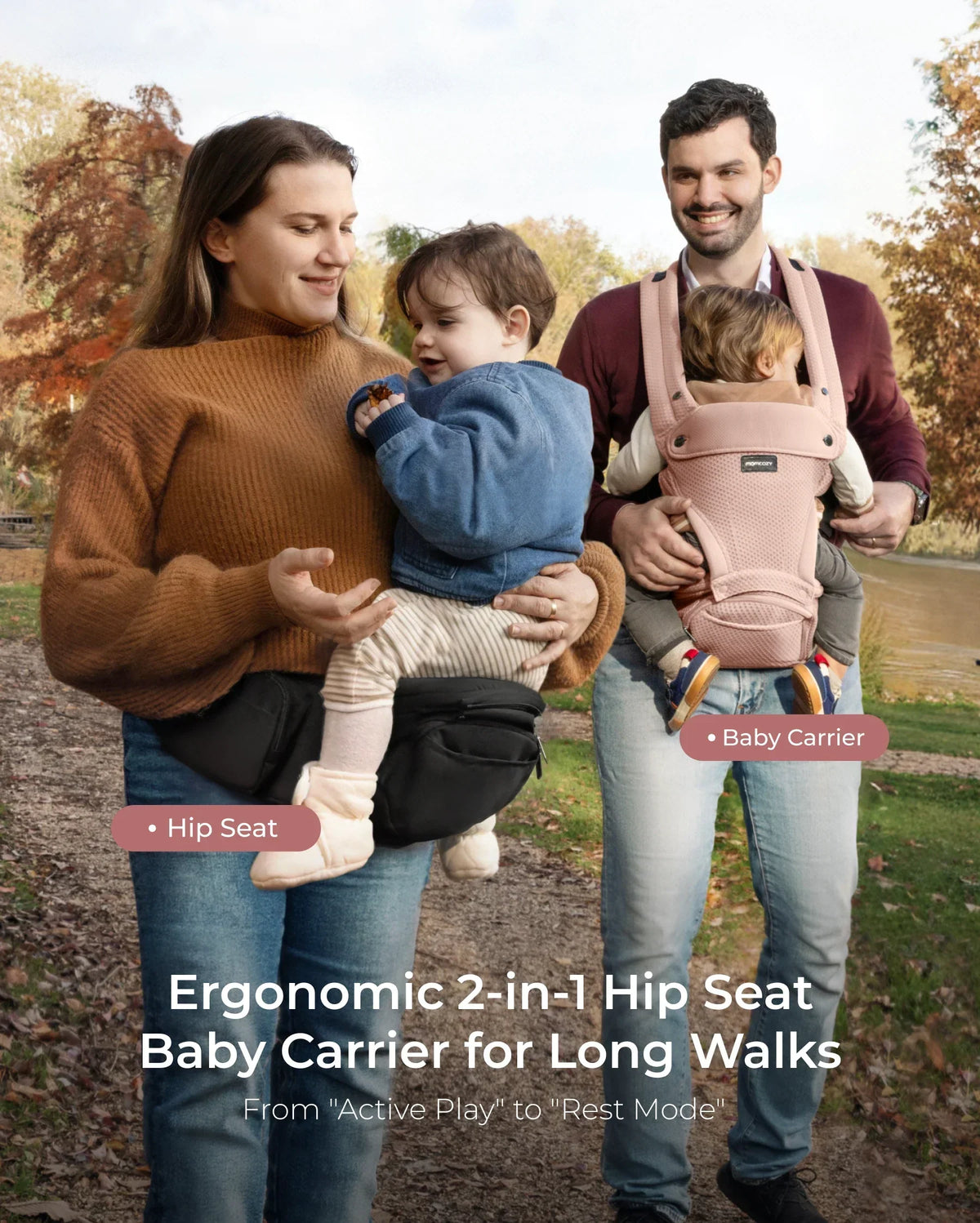 Portabebés Momcozy Move2Fit con asiento ergonómico