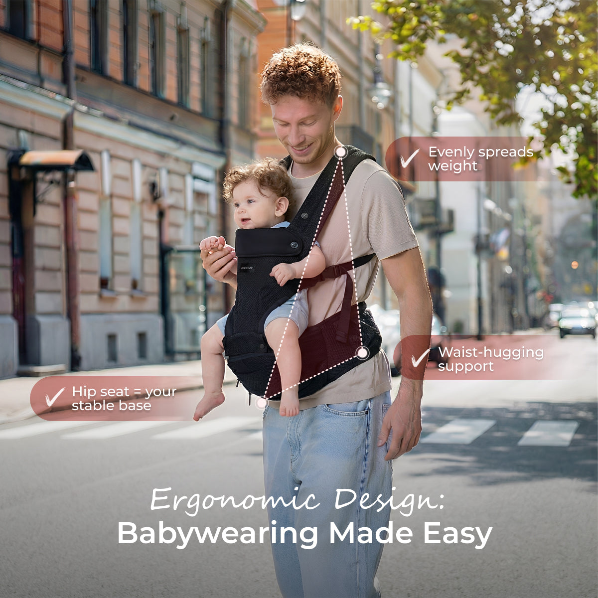 Portabebés Momcozy Move2Fit con asiento ergonómico