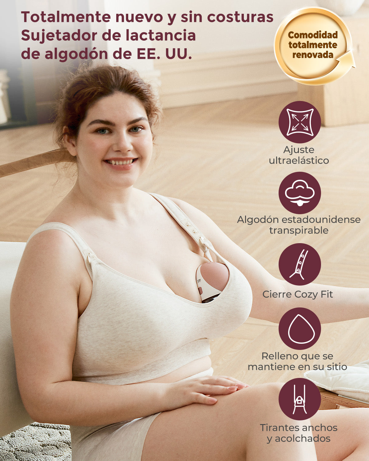 Sujetadores de lactancia de algodón para tallas grandes de pecho Momcozy