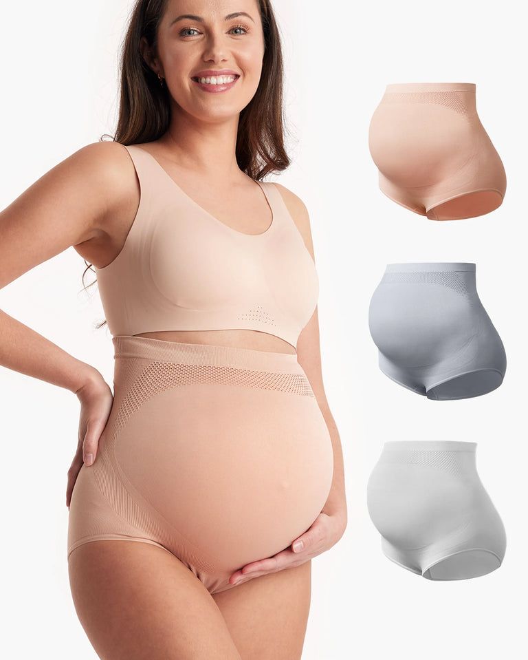 Braguitas de embarazo de cintura alta sin costuras - Pack de 3