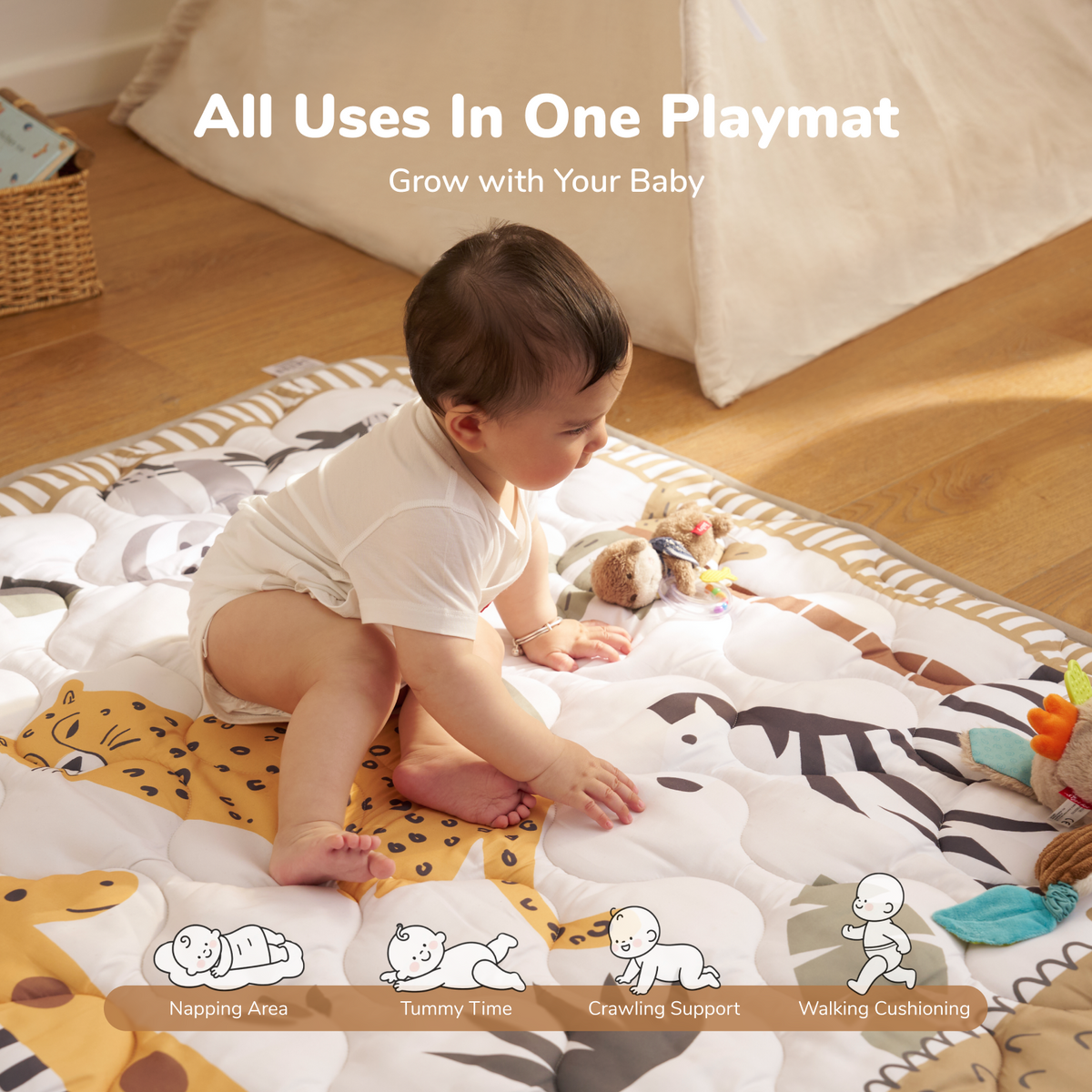 Alfombra de juegos portátil para bebé Momcozy