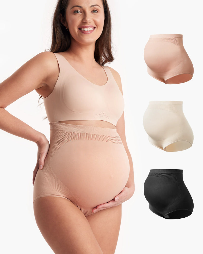 Braguitas de embarazo de cintura alta sin costuras - Pack de 3