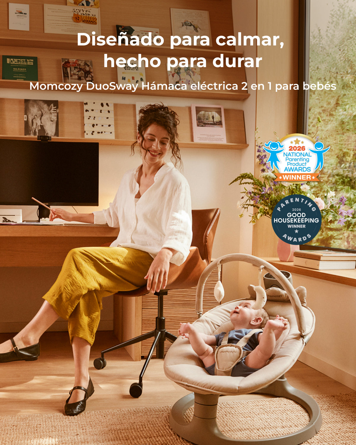 Momcozy 2-in-1 Electric Baby Swing