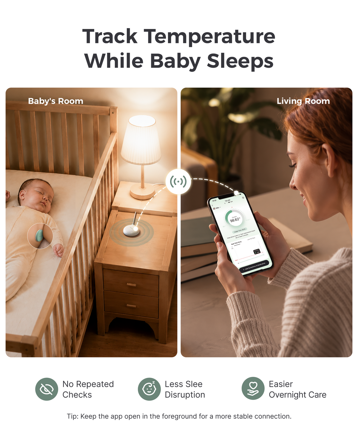 Set de termómetro inteligente para bebés y amplificador de señal Momcozy