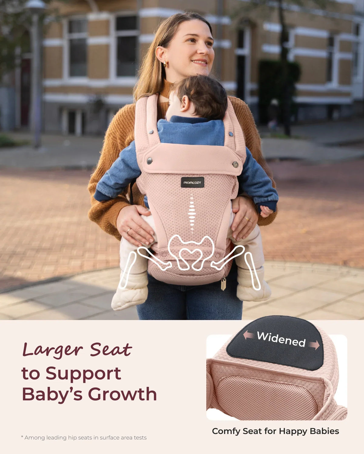 Portabebés Momcozy Move2Fit con asiento ergonómico