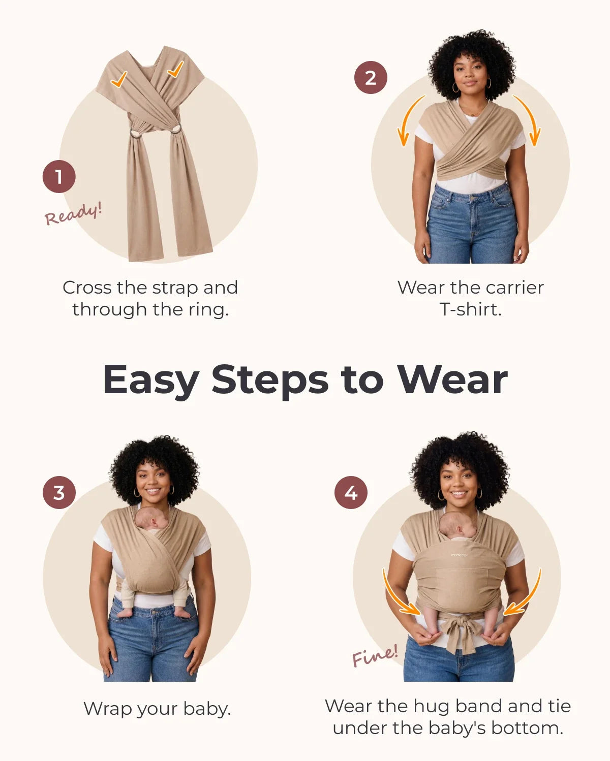 Easy to Wear Hands Free - Baby Wrap Carrier