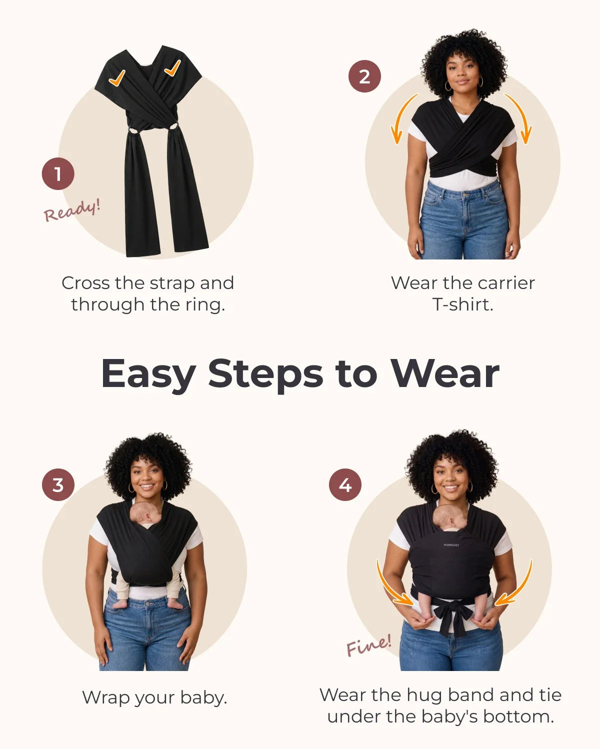 Easy to Wear Hands Free - Baby Wrap Carrier