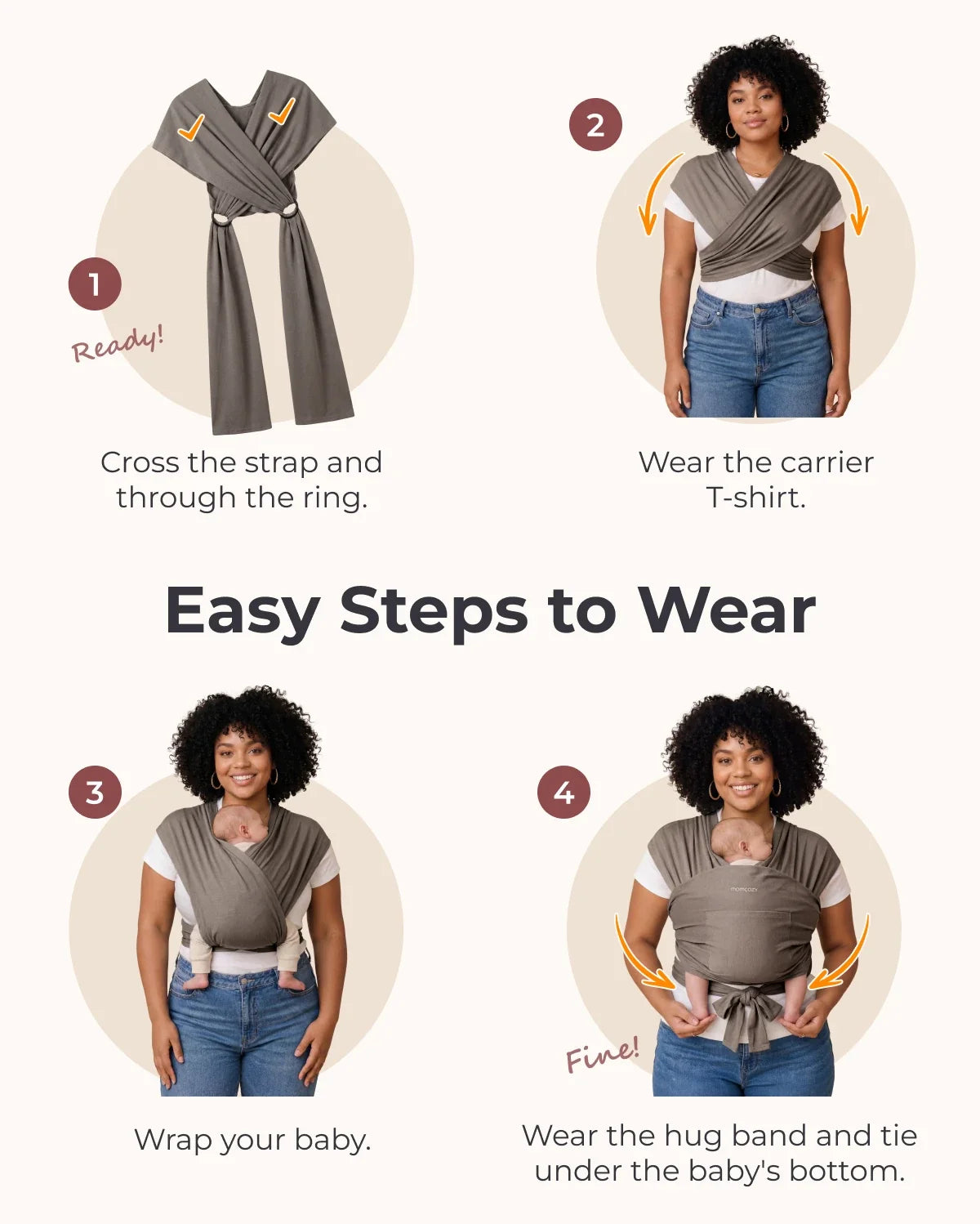 Easy to Wear Hands Free - Baby Wrap Carrier
