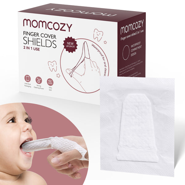 Momcozy Serie de Cuidado Oral: Cepillo de Dedo para Bebés, Toallitas Dentales, Limpiador de Lengua & Cepillo de Dientes