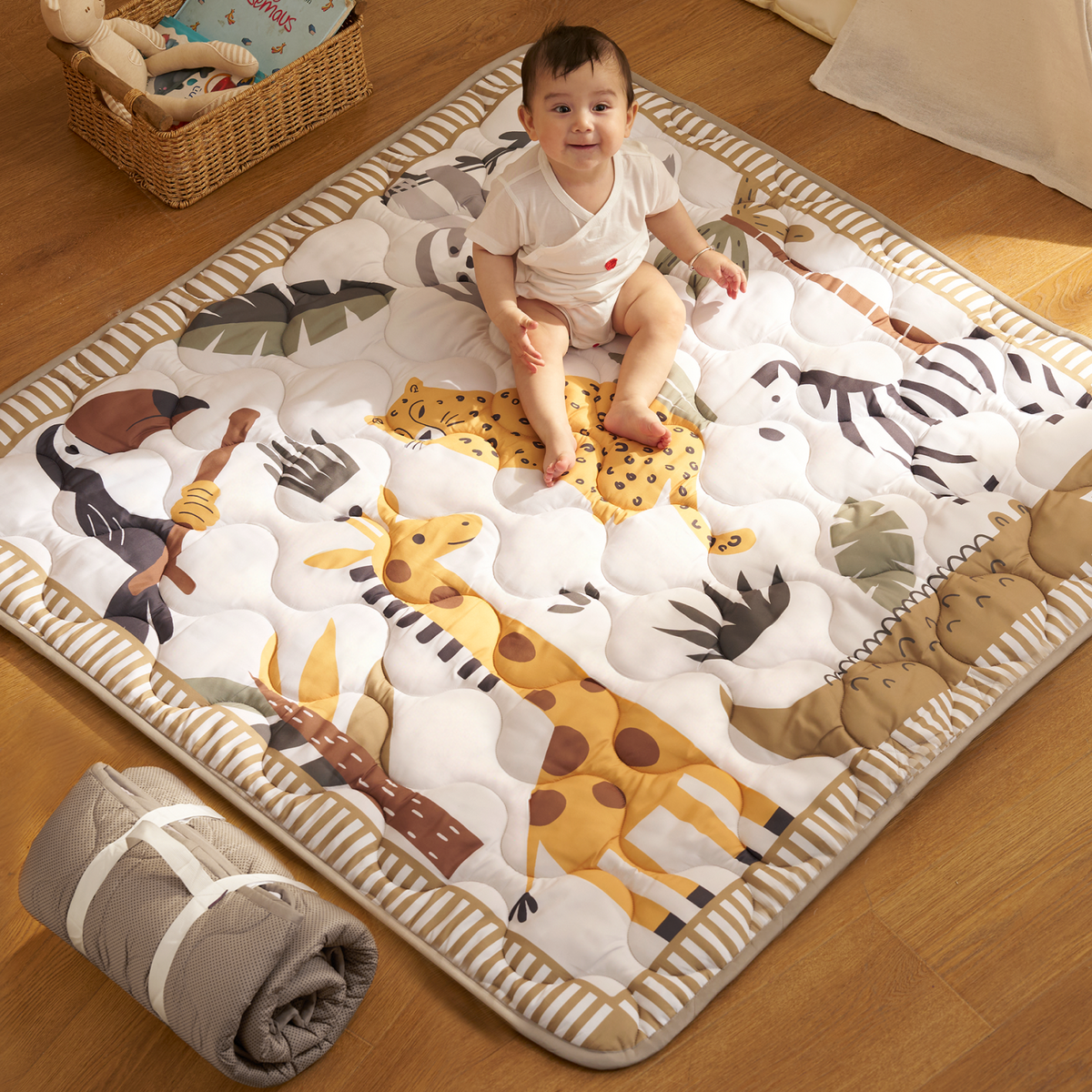 Alfombra de juegos portátil para bebé Momcozy