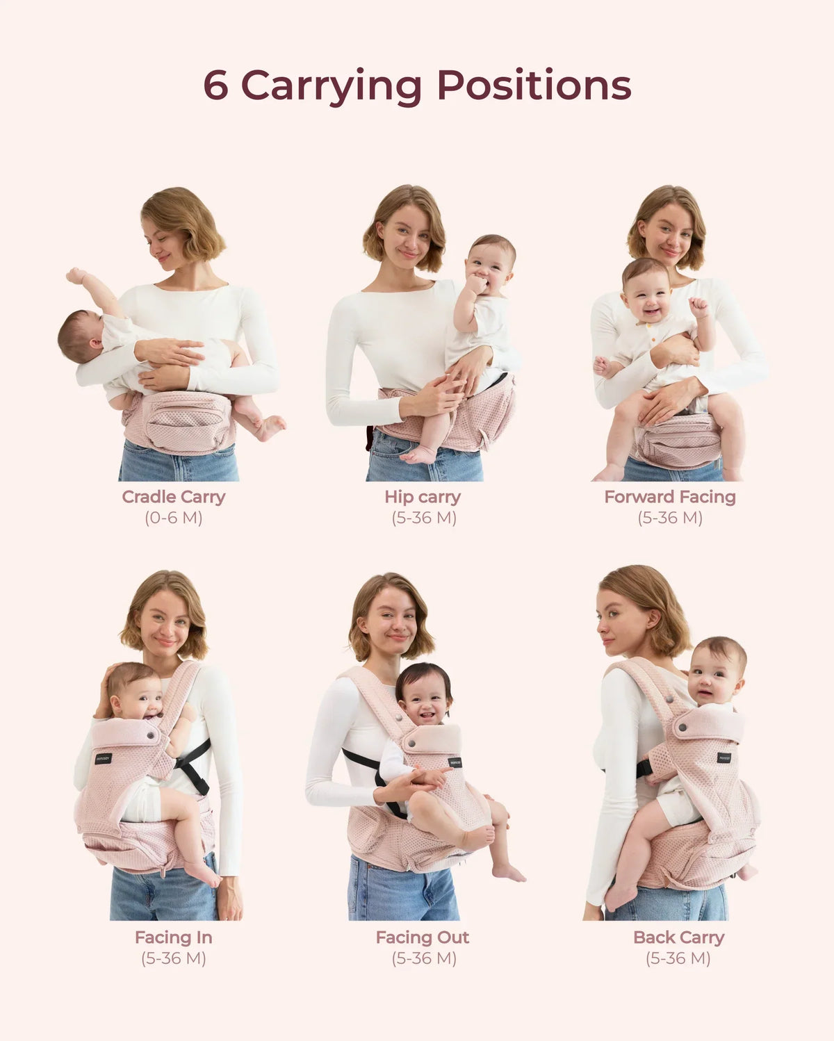 Portabebés Momcozy Move2Fit con asiento ergonómico