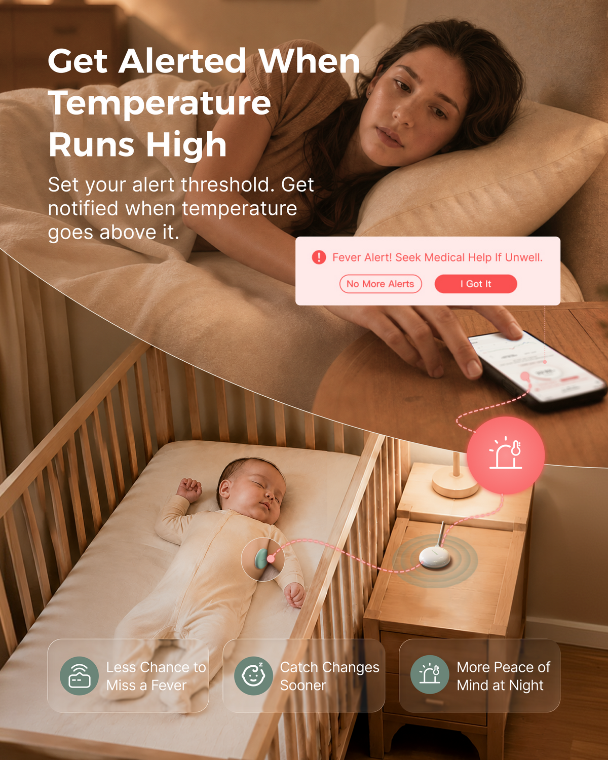 Set de termómetro inteligente para bebés y amplificador de señal Momcozy