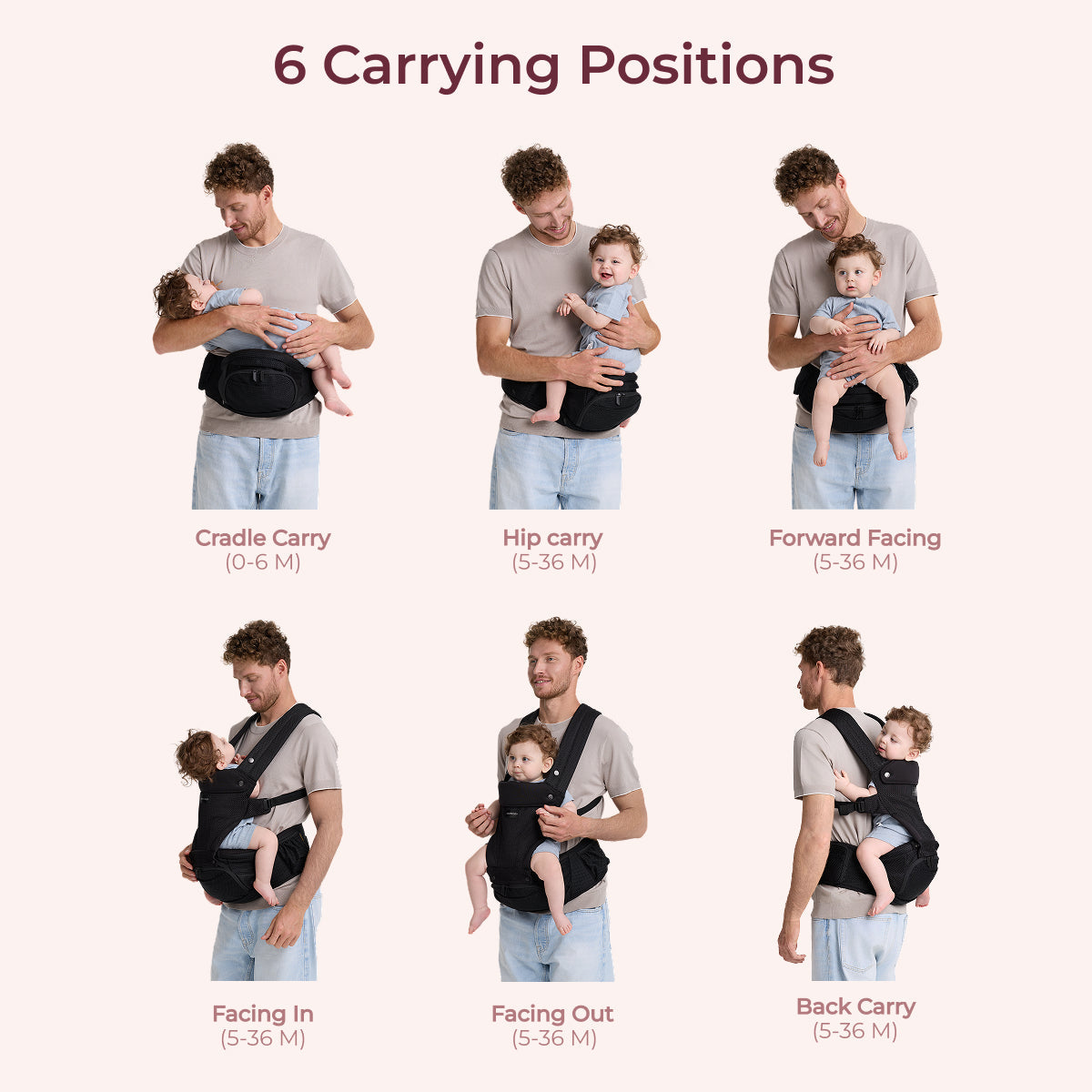 Portabebés Momcozy Move2Fit con asiento ergonómico