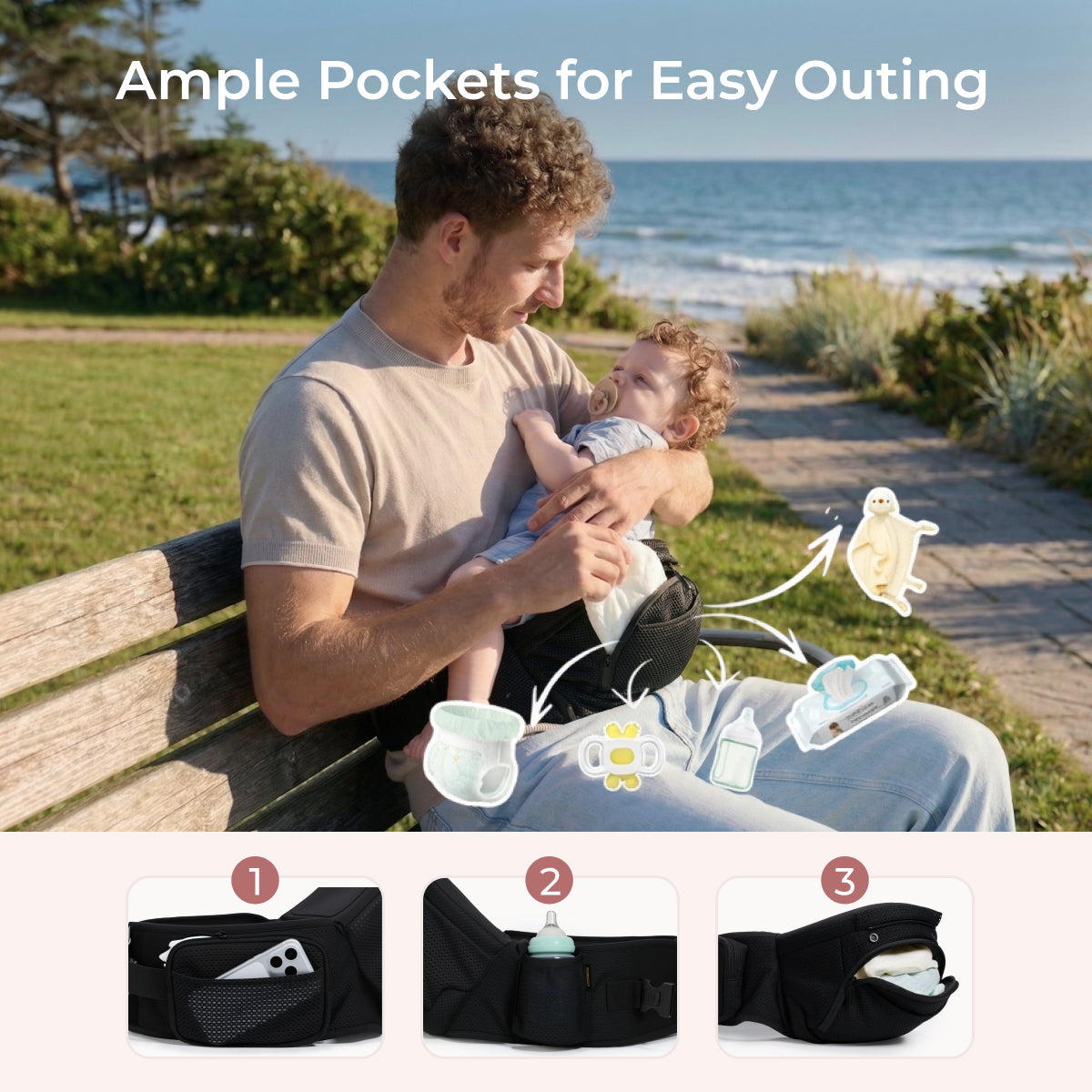 Portabebés Momcozy Move2Fit con asiento ergonómico