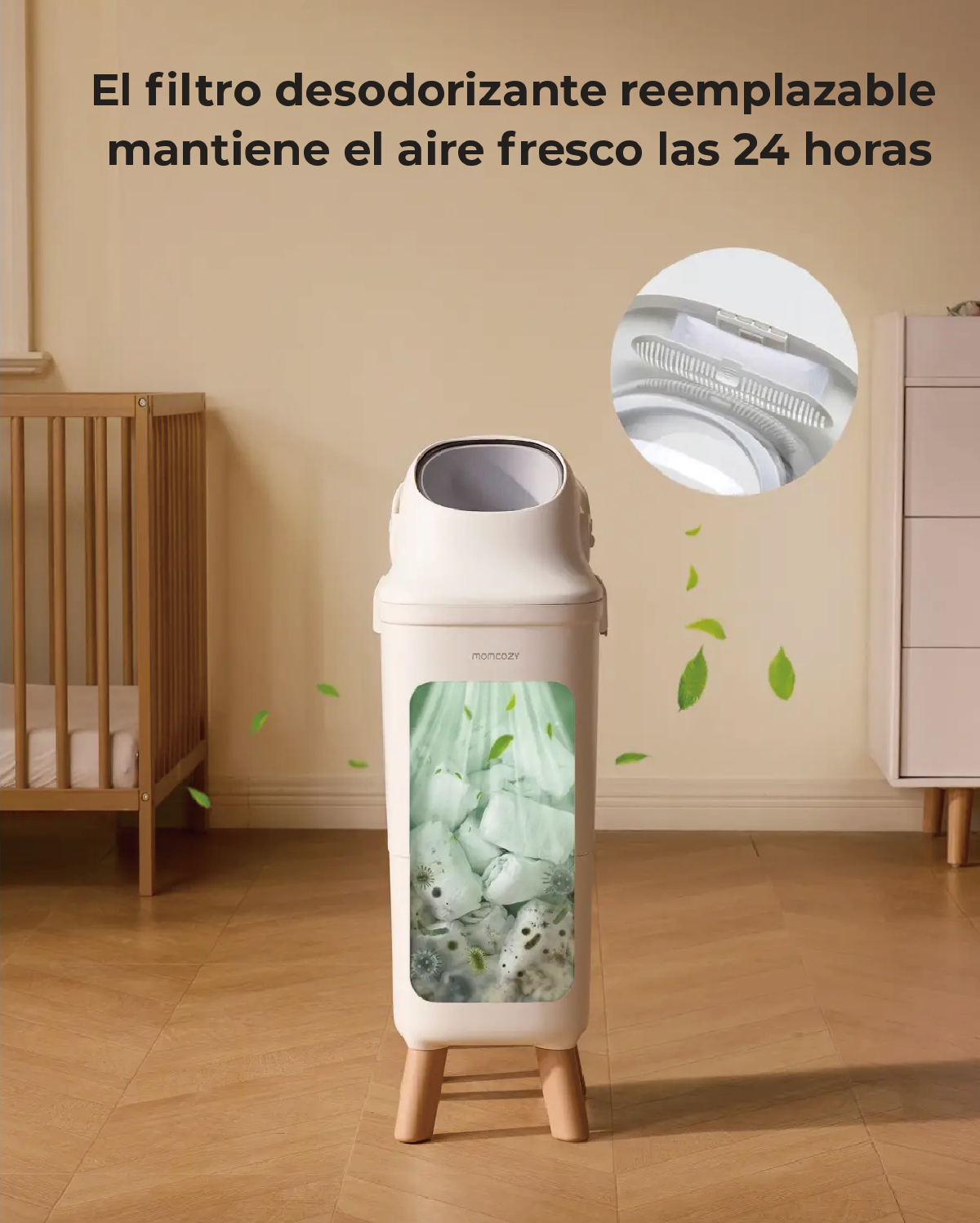 Cubo de pañales Momcozy Triple-Seal
