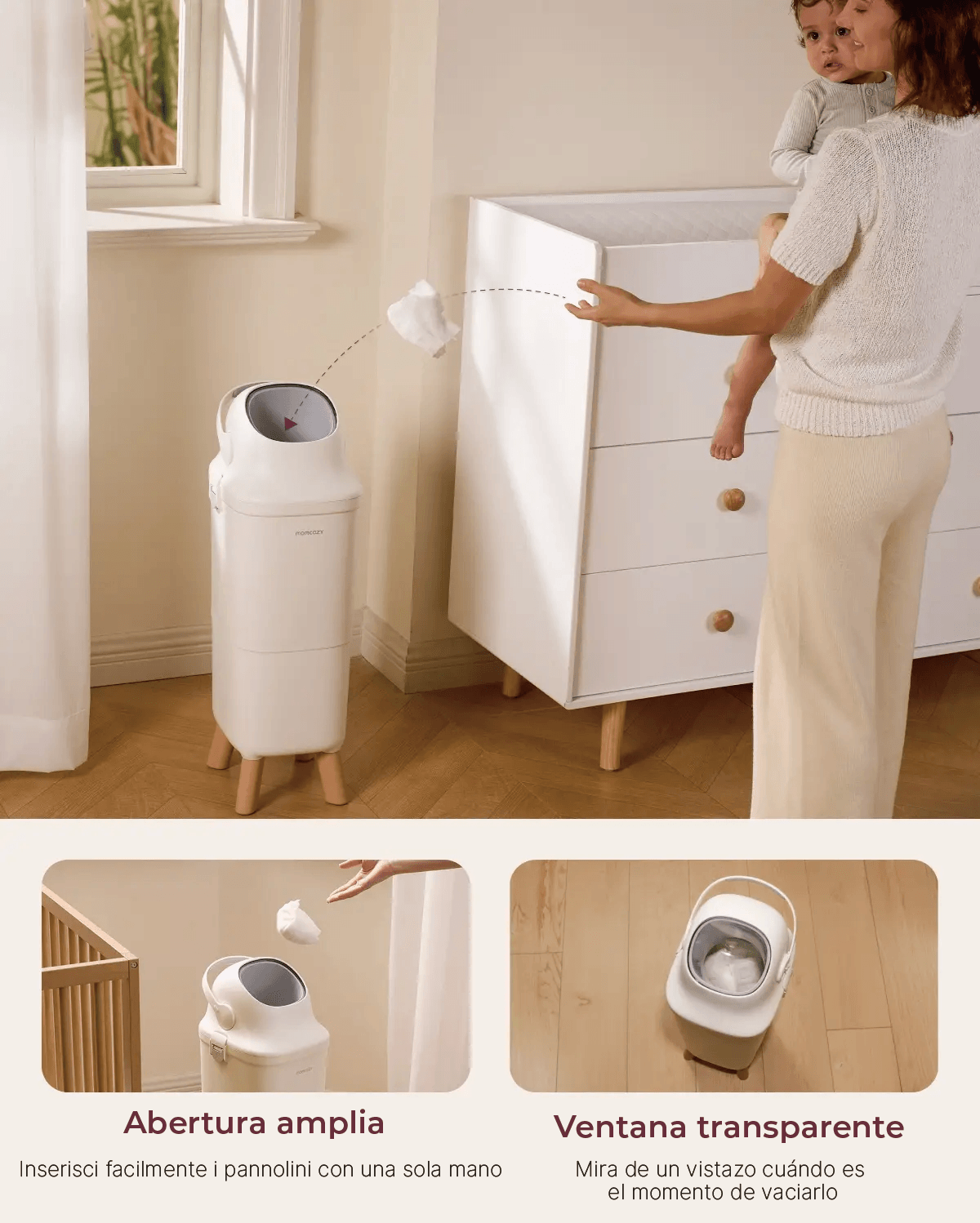 Cubo de pañales Momcozy Triple-Seal