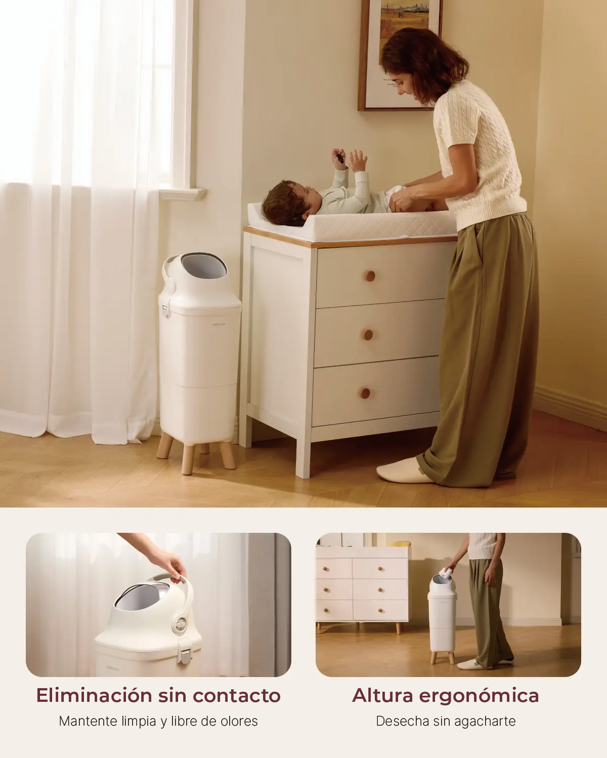 Cubo de pañales Momcozy Triple-Seal