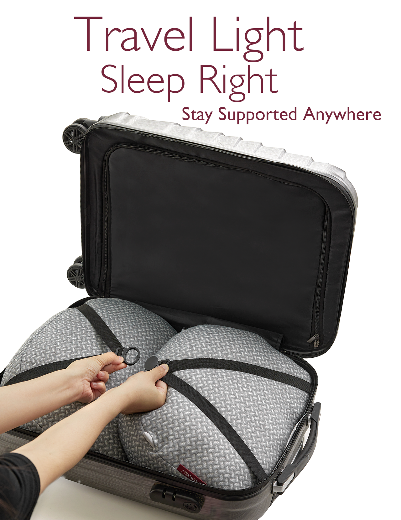 Pregnancy Wedge Pillows with Cooling Cover packed in a suitcase for easy travel and on-the-go support.