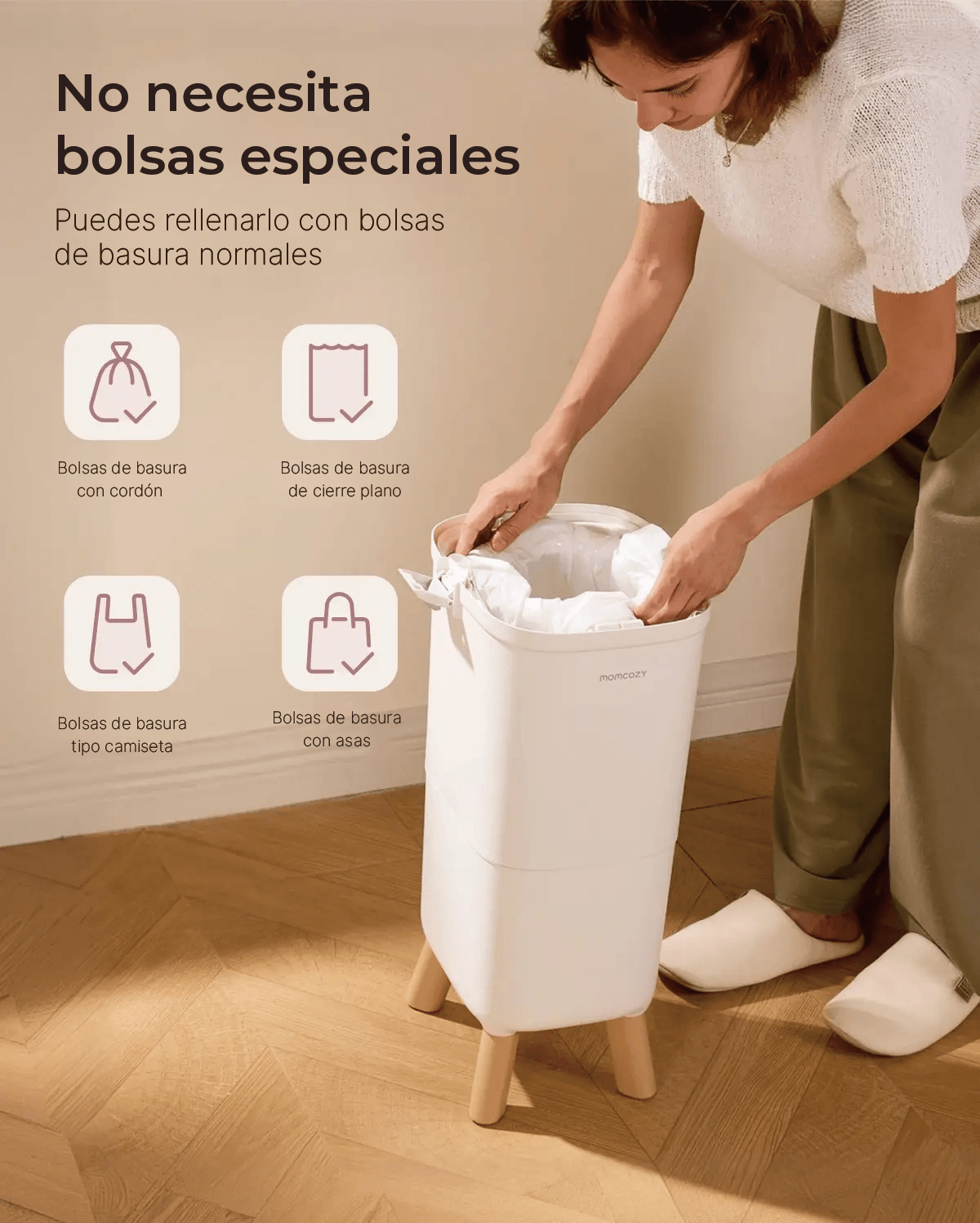 Cubo de pañales Momcozy Triple-Seal