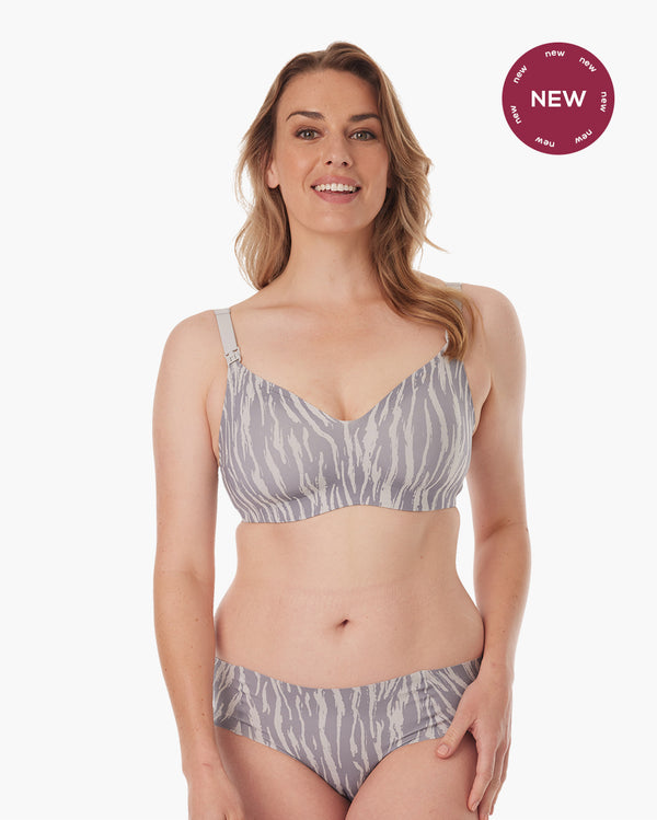 SMOOTH - Ultra Soft Gray Zebra Maternity Nursing Bra