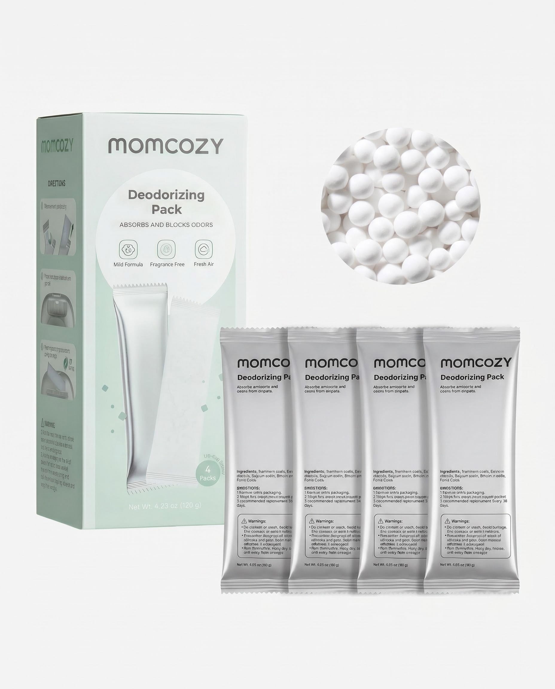 Momcozy Diaper Pail Refills | Deodorizer Packs & Drawstring Trash Bags