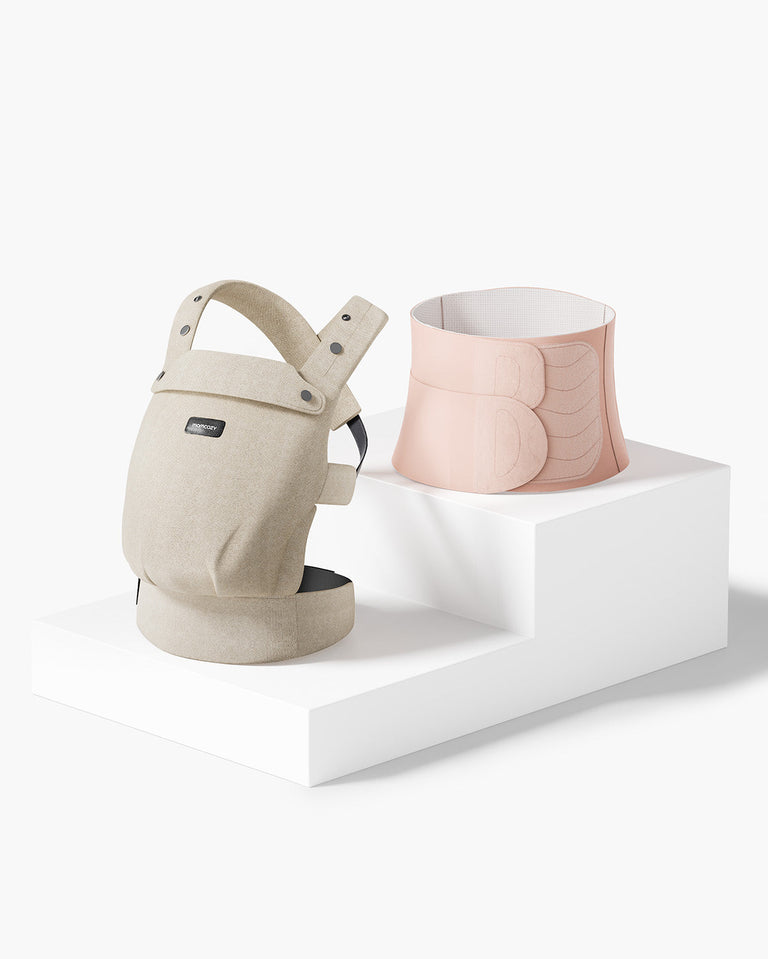 Pack de Recuperación: Fular para Bebé PureHug Color Caqui y Banda Abdominal Postparto Petite