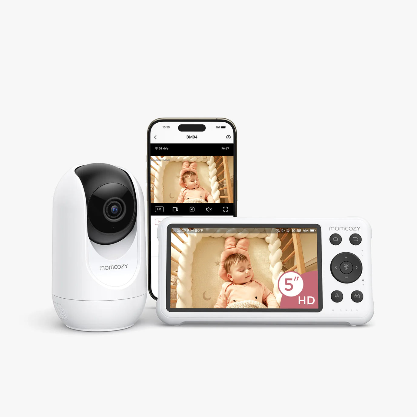 Vigilabebés Inteligente Momcozy de 5 Pulgadas con Modo Dual - BM04