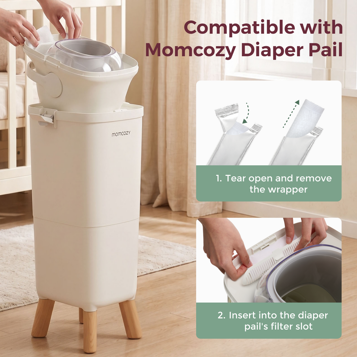 Cubo de pañales Momcozy Triple-Seal