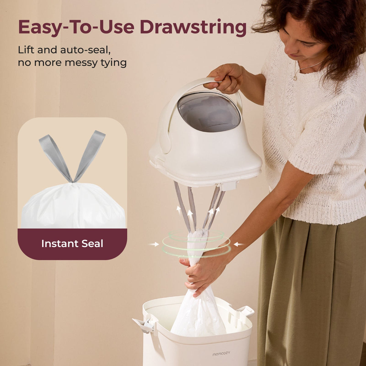 Cubo de pañales Momcozy Triple-Seal
